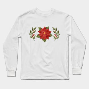 Elegant festive watercolor Christmas florals Long Sleeve T-Shirt